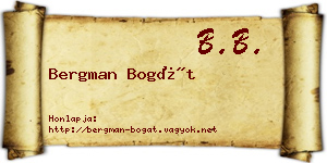 Bergman Bogát névjegykártya